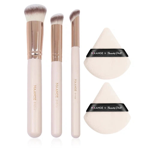 3Pcs Makeup Brushes + 2Pcs Triangle Powder Puff Set