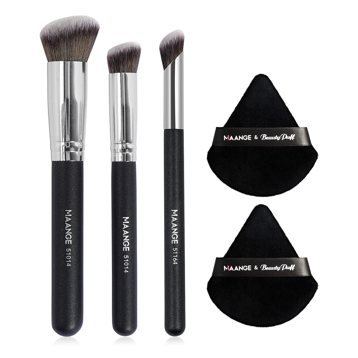 3Pcs Makeup Brushes + 2Pcs Triangle Powder Puff Set